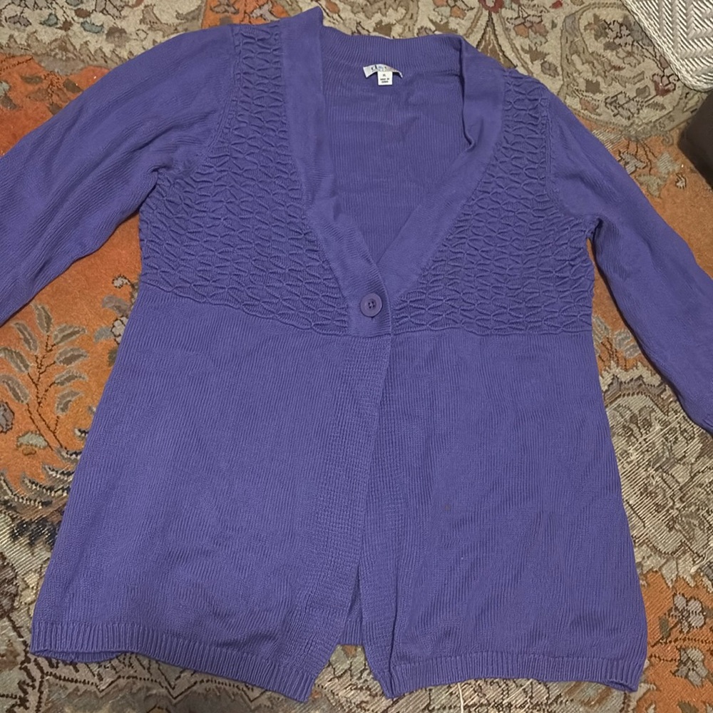 Purple 3/4 Sleeve Cardigan
